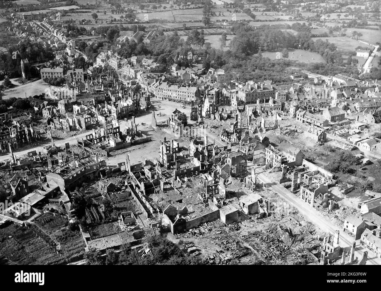 The ruins of Saint-Hilaire-harcouet 1944 Stock Photo