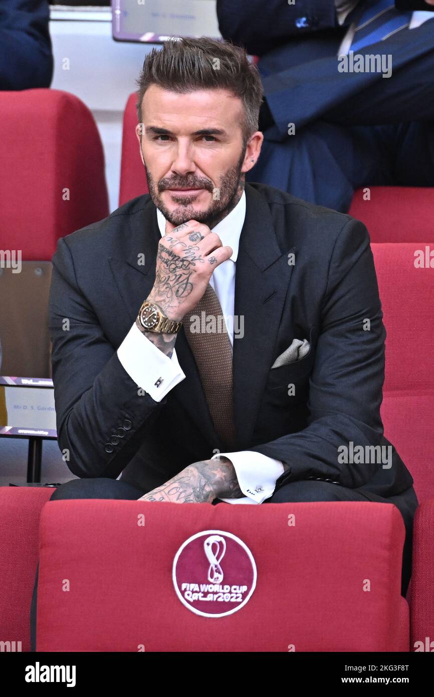 Doha, Qatar on November 21, 2022. David Beckham attends the match between  England vs Iran of