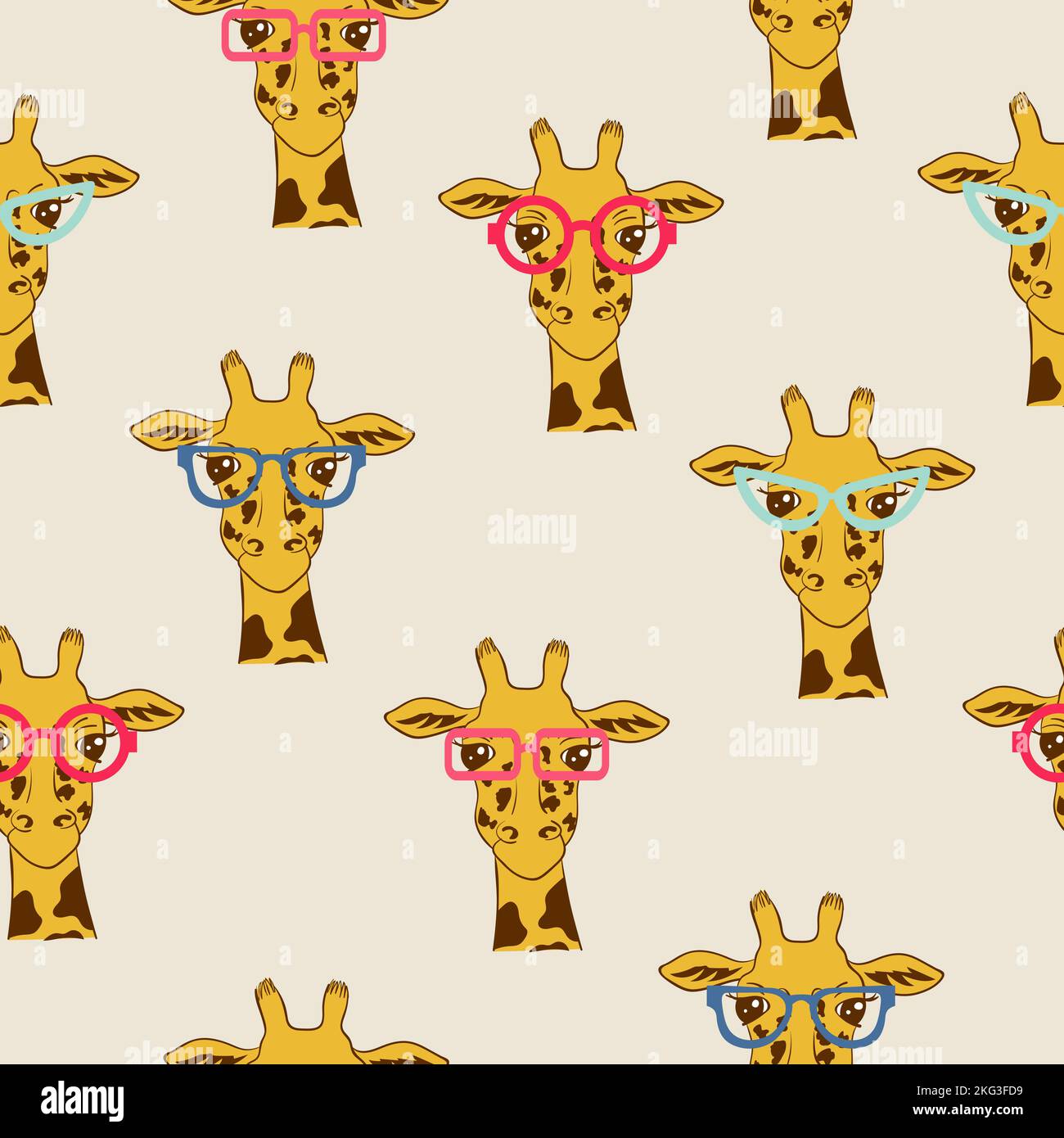 Seamless pattern with funny giraffes. Vector illustration Stock Vector ...