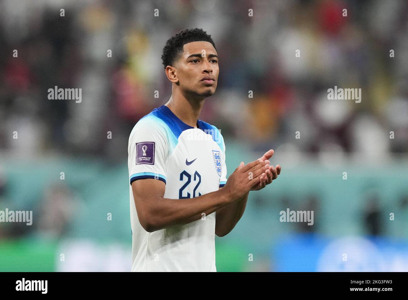 England’s Jude Bellingham applauds the fans following the FIFA World ...