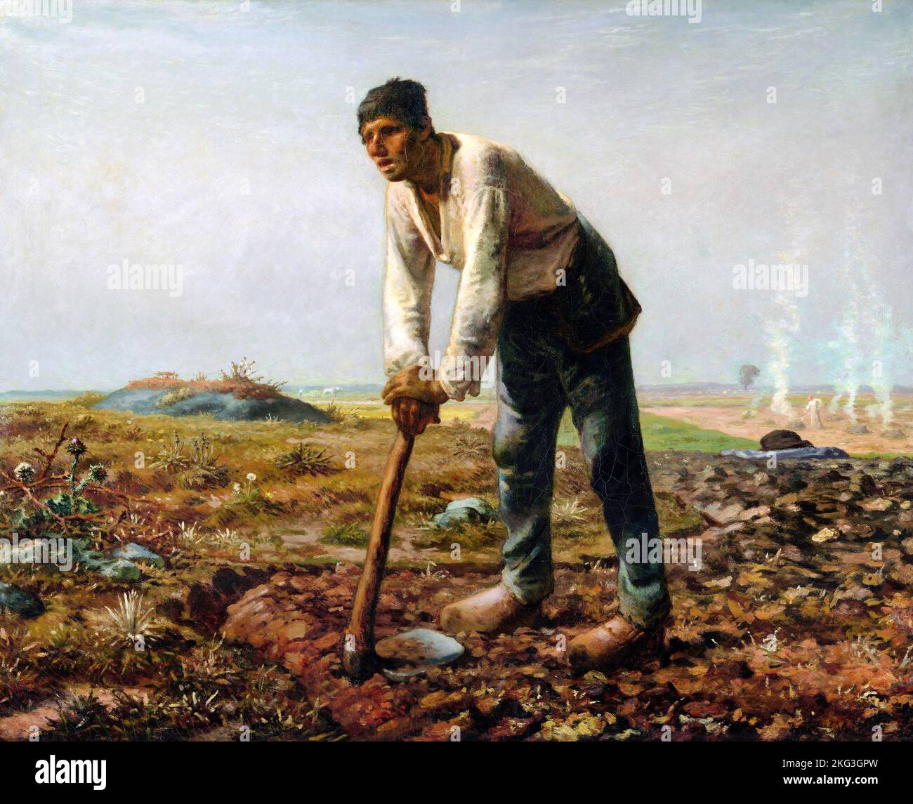 Jean-Francois Millet; Man with a Hoe; Circa 1860-1862; Oil on canvas; Getty Center, Los Angeles, USA. Stock Photo