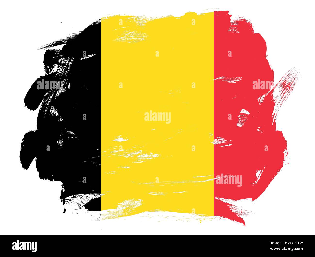Belgium flag on abstract painted white stroke brush background Stock ...