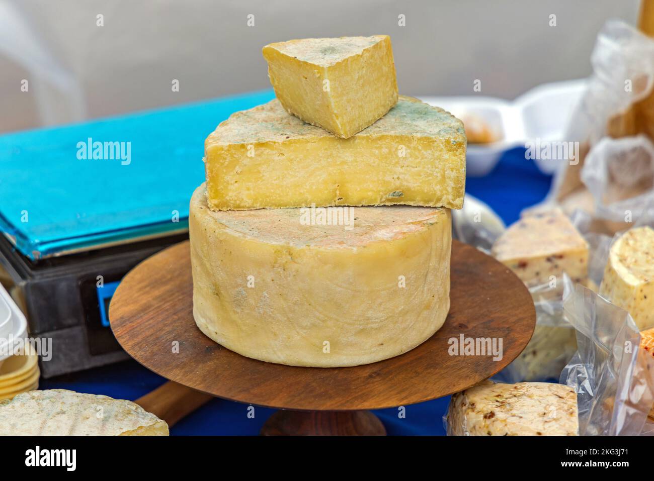 Wheels of Cave Aged Smelly Stinky Strong Cheese Stock Photo