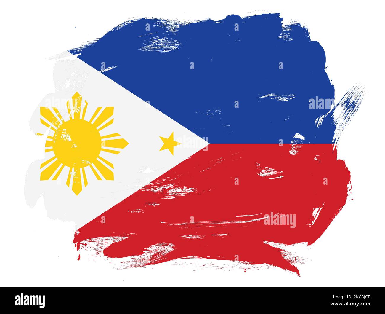 Philippines flag on abstract painted white stroke brush background Stock Photo