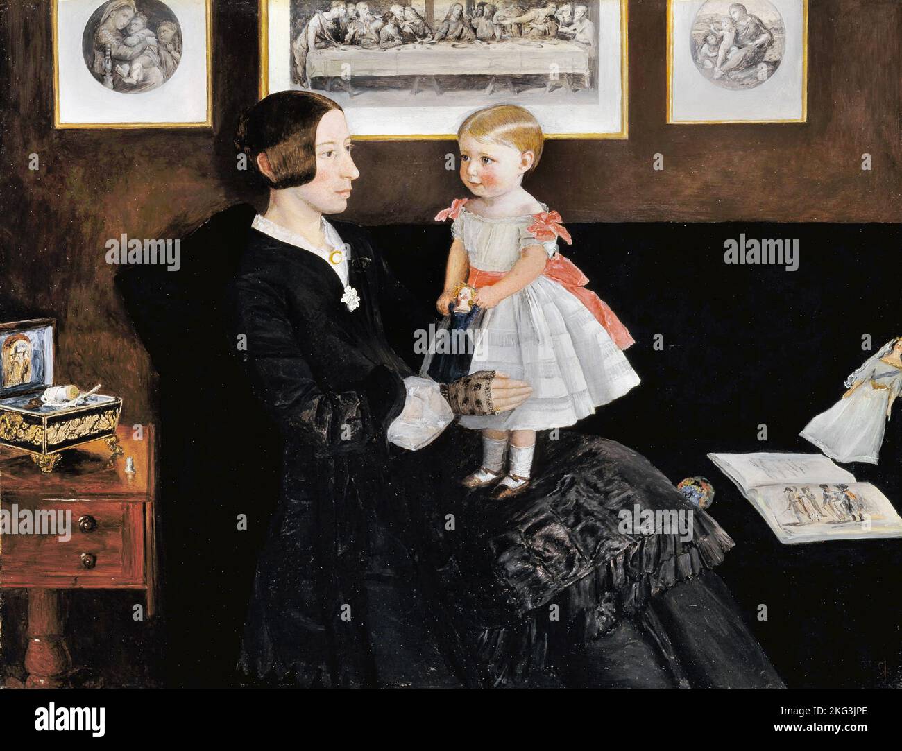 John Everett Millais; Mrs James Wyatt Jr and her Daughter Sarah; Circa 1850; Oil on panel; Tate Britain, London, England. Stock Photo