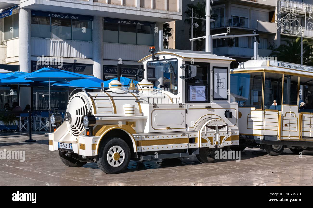 Toulon France, tourist sightseeing train Stock Photo Alamy
