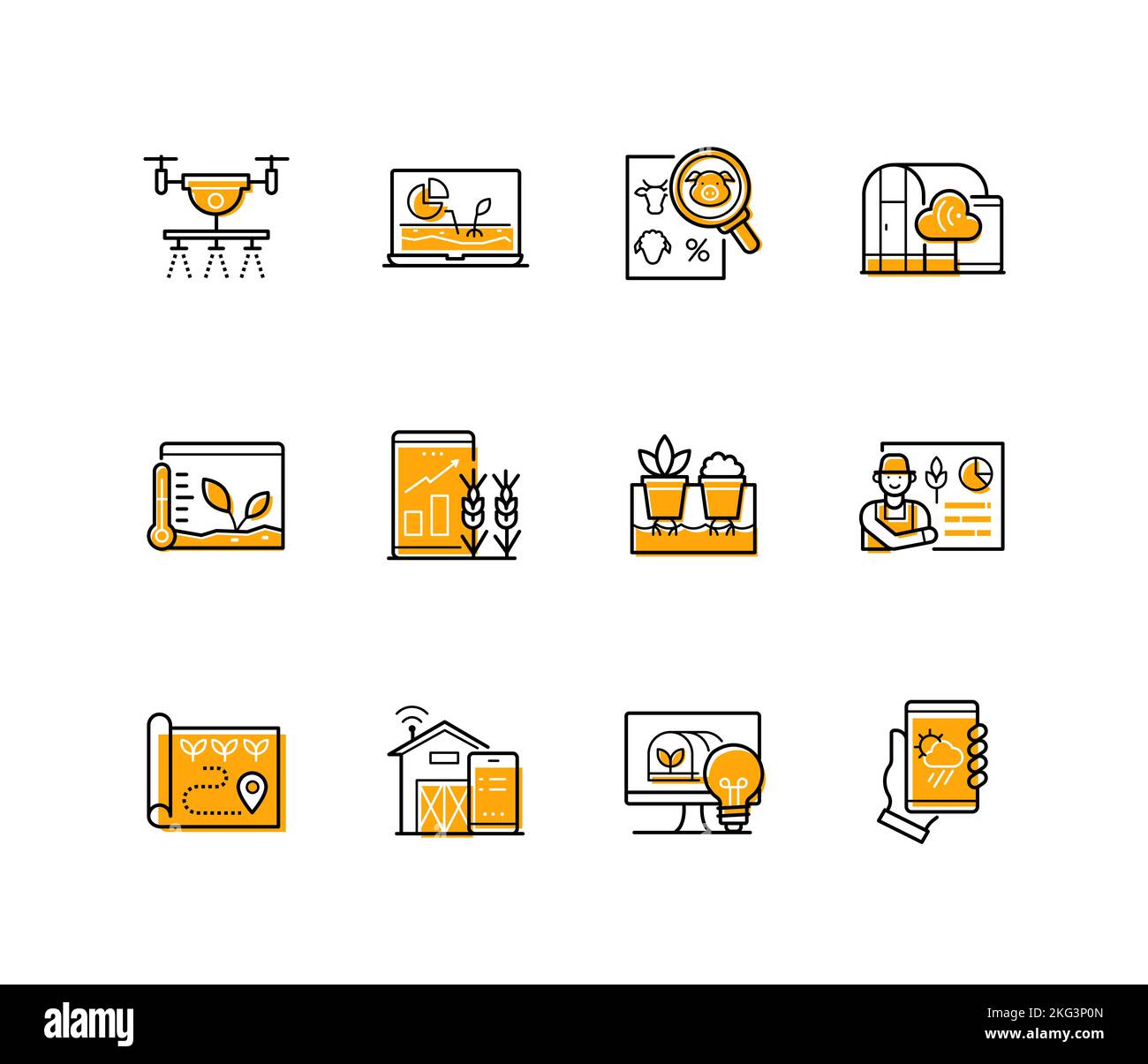 Tech farm - modern colorful line design style icons Stock Vector Image ...
