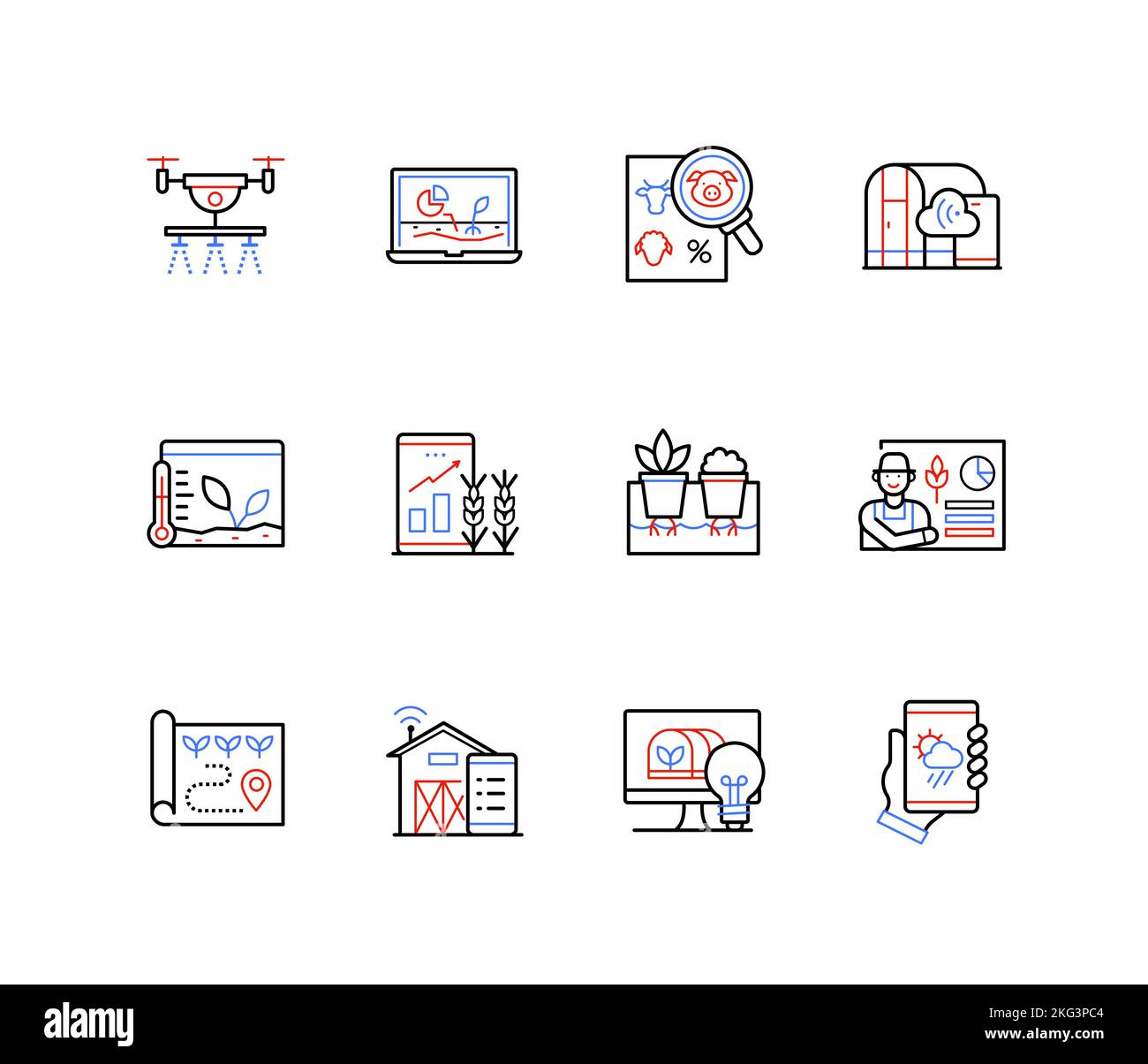 Smart farming - modern colorful line design style icons Stock Vector ...