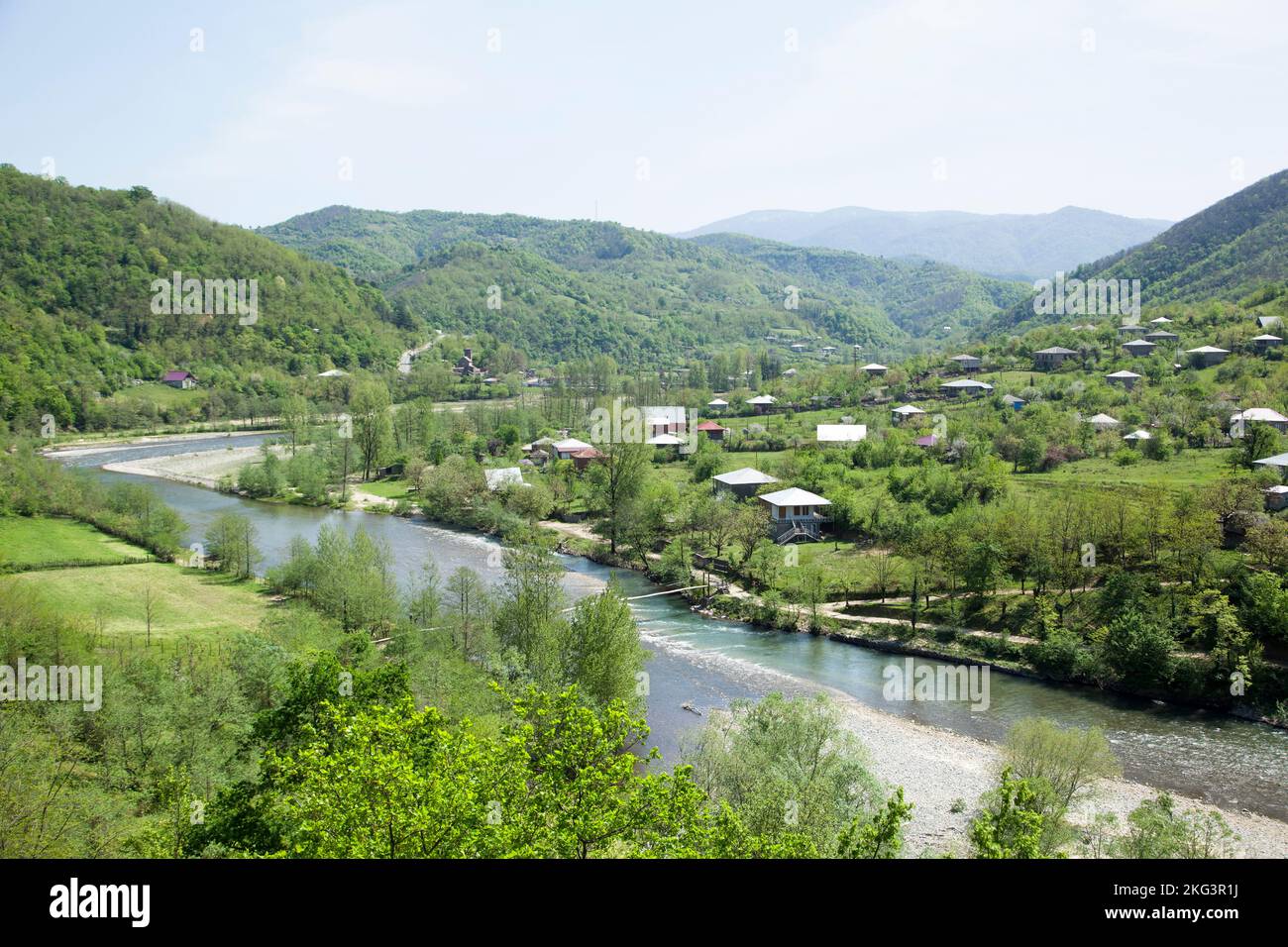 Green hilly landscape river hi-res stock photography and images - Alamy