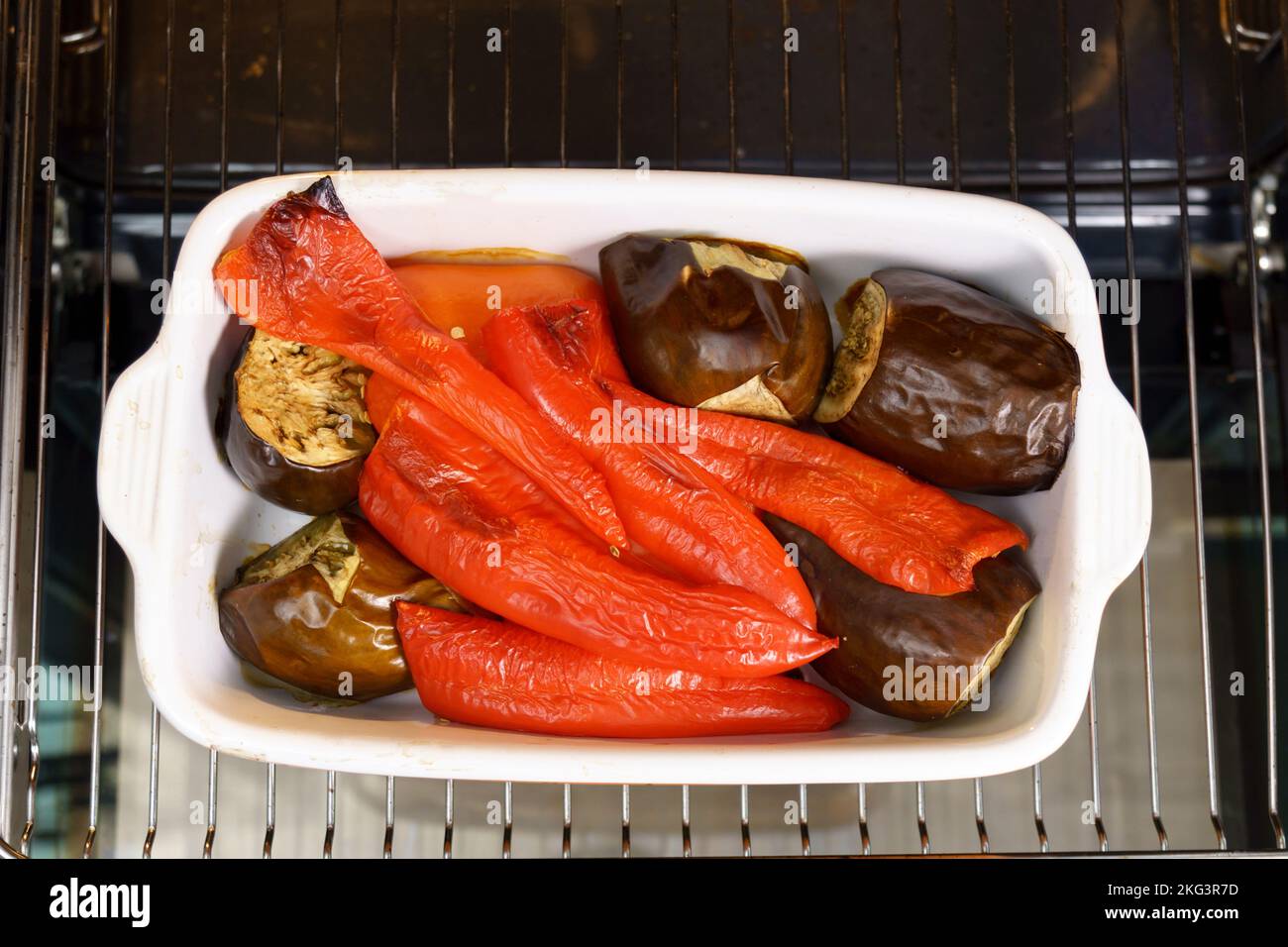 Roasted Red peppers and eggplant for Ajvar. Tasty spread popular in the