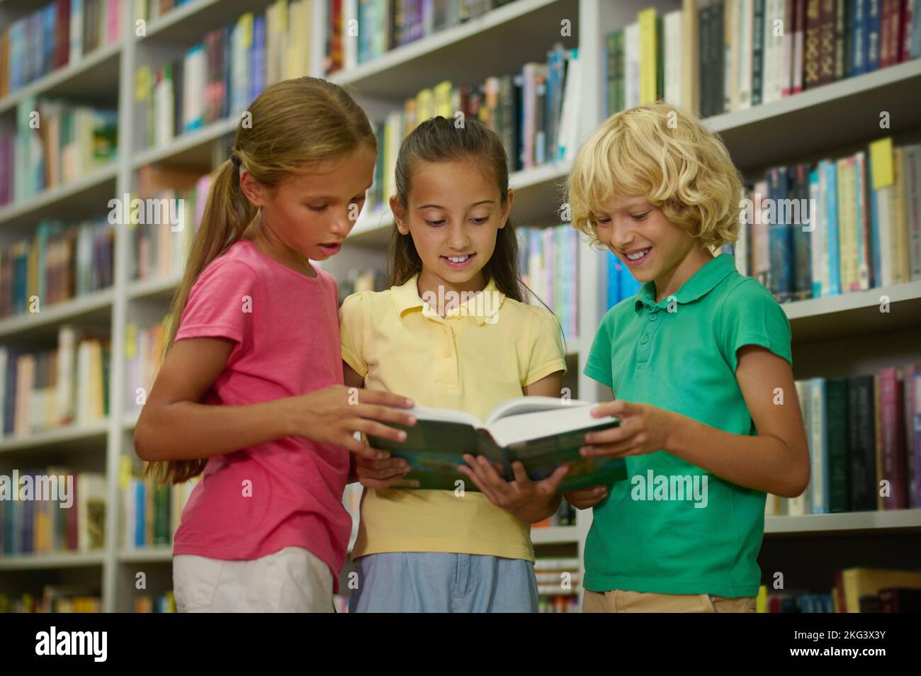 Happy classmates spending time in the school library Stock Photo Alamy Happy classmates spending time in the school library Stock Photo Alamy