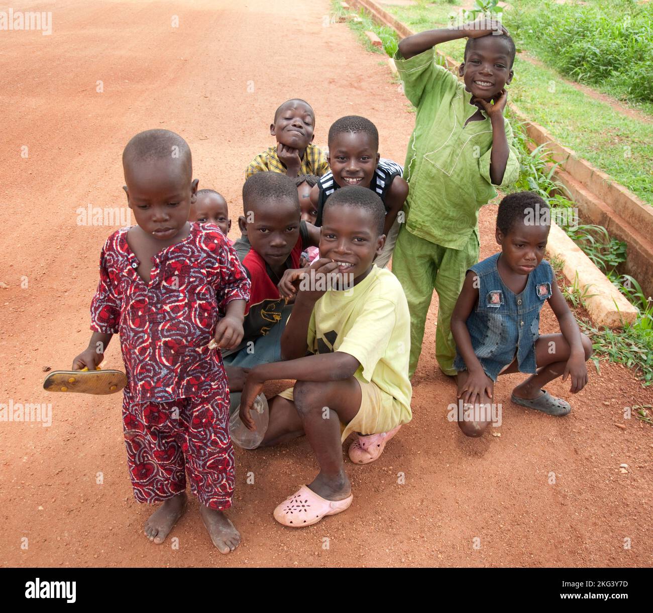 Group of children playing, Tangueta, Atacora, Benin Stock Photo