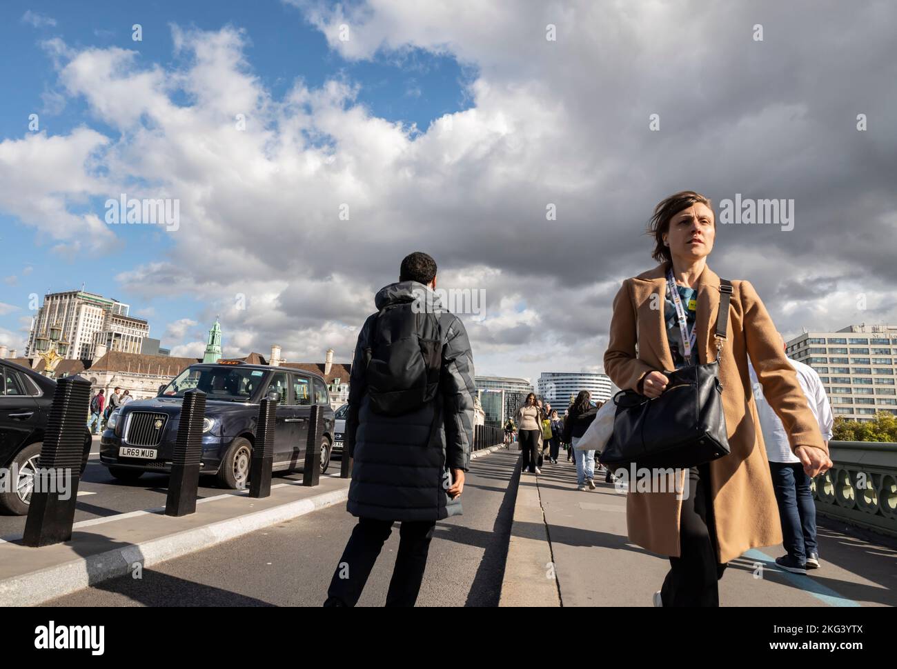 Woman in a hurry during working time in Westminster Stock Photo