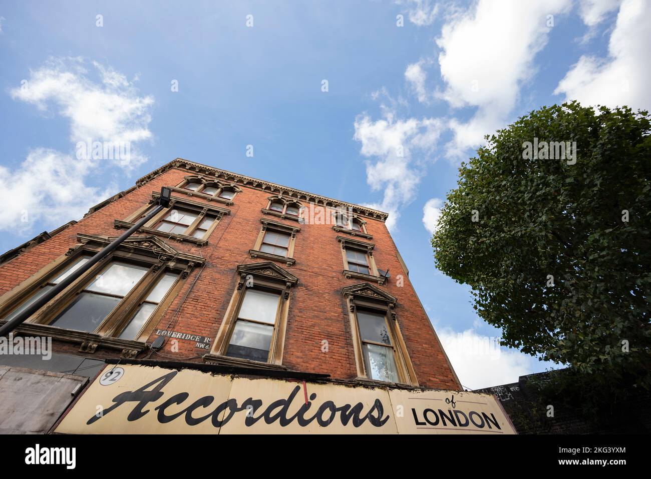 Old building and music shop outdoor in Kilburn Stock Photo