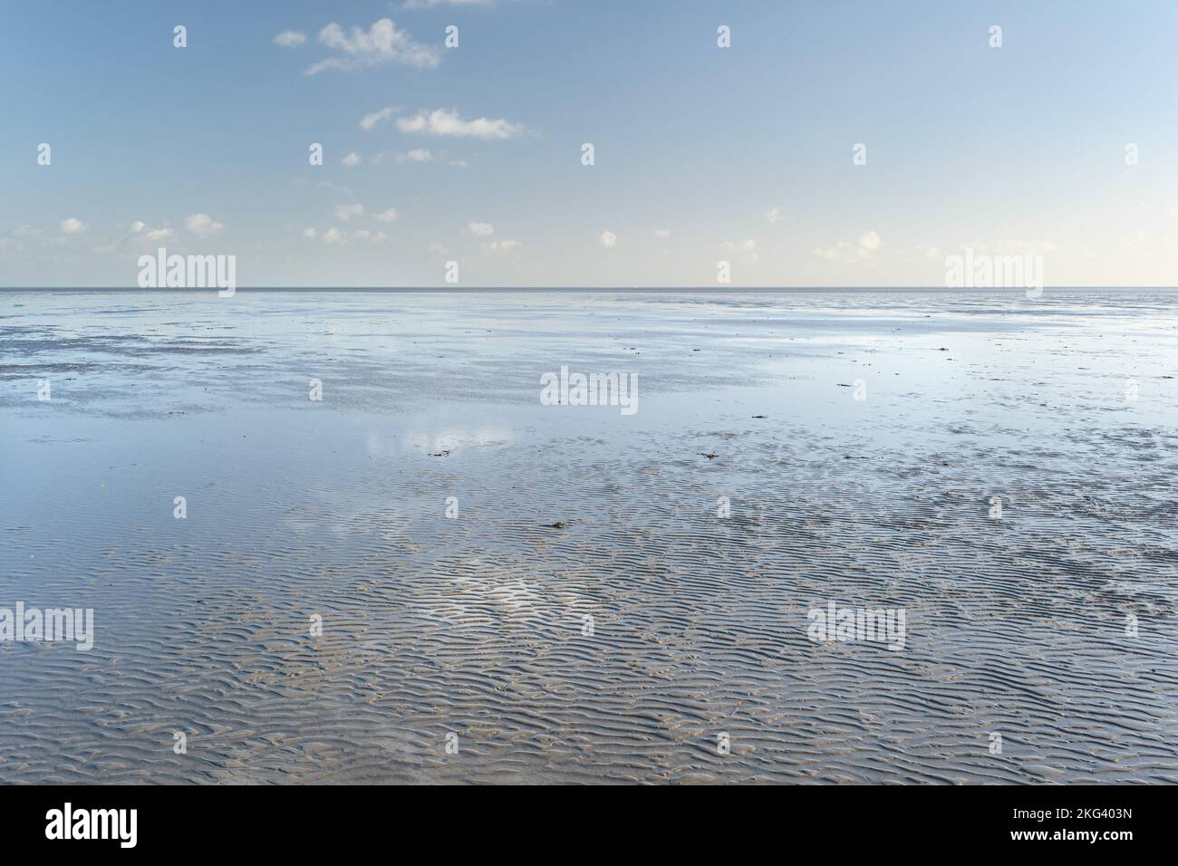 Low Tide at Pegwell Bay, Cliffsend, Nr Ramsgate, Kent UK Stock Photo