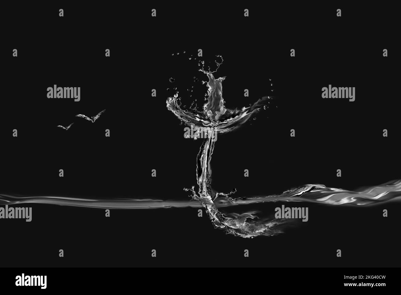 Black and White Water Cross Stock Photo - Alamy