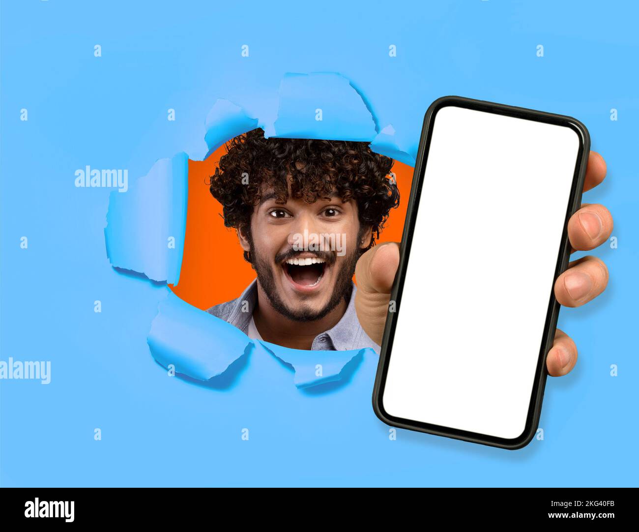 Excited indian man showing wow hi-res stock photography and images - Alamy