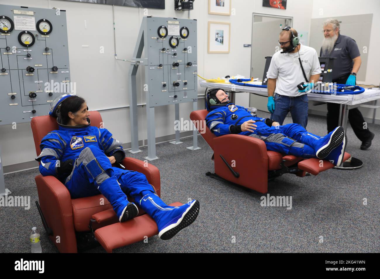 Boeing Crew Training. From left, NASA astronauts Suni Williams and