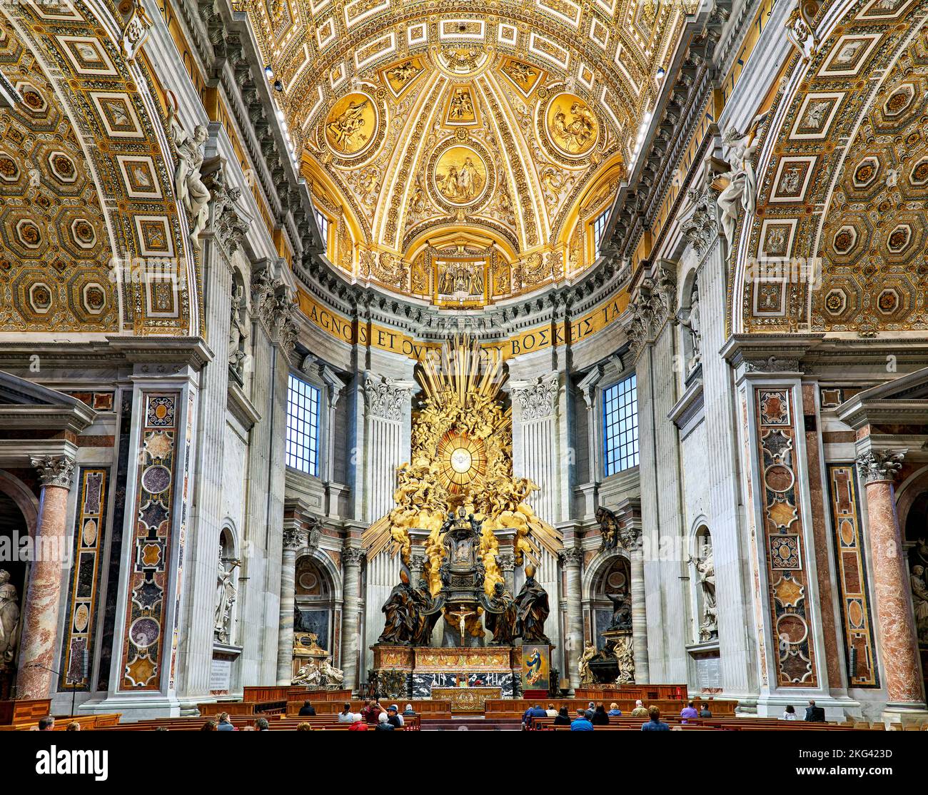 Rome Lazio Italy. Saint Peter's Basilica in Saint Peter's Square. Bernini's Cathedra Petri and Gloria Stock Photo