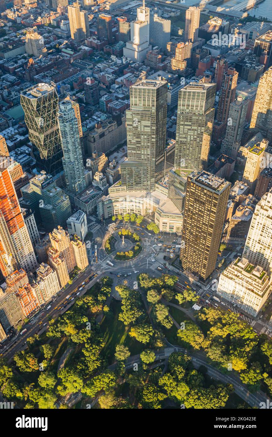 Columbus Circle New York City Manhattan Aerial Vertical Stock Photo - Alamy