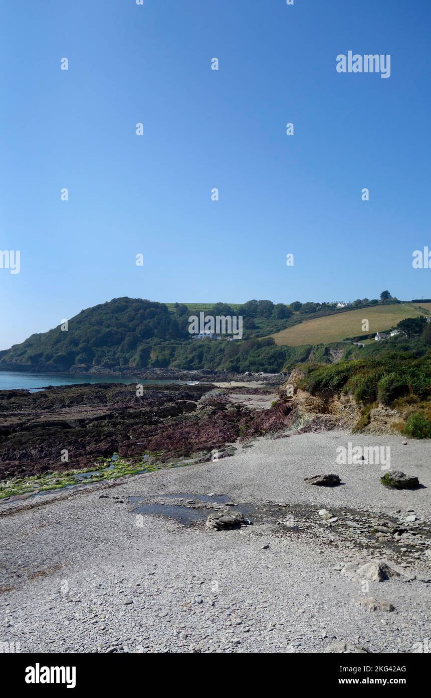 Shingle Beach at Talland Bay, South Cornwall, England, UK in September Stock Photo