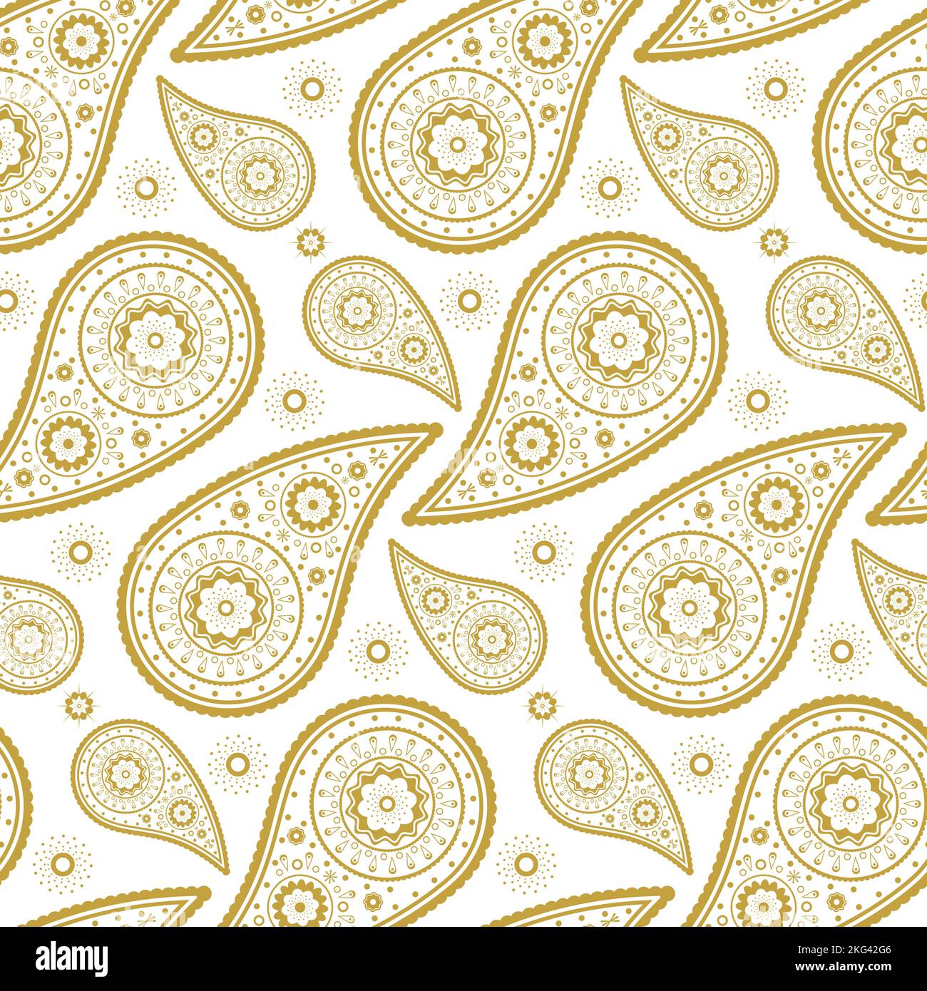 Paisley seamless pattern. For print on fabric or paper. Vector illustration, flat design Stock Vector