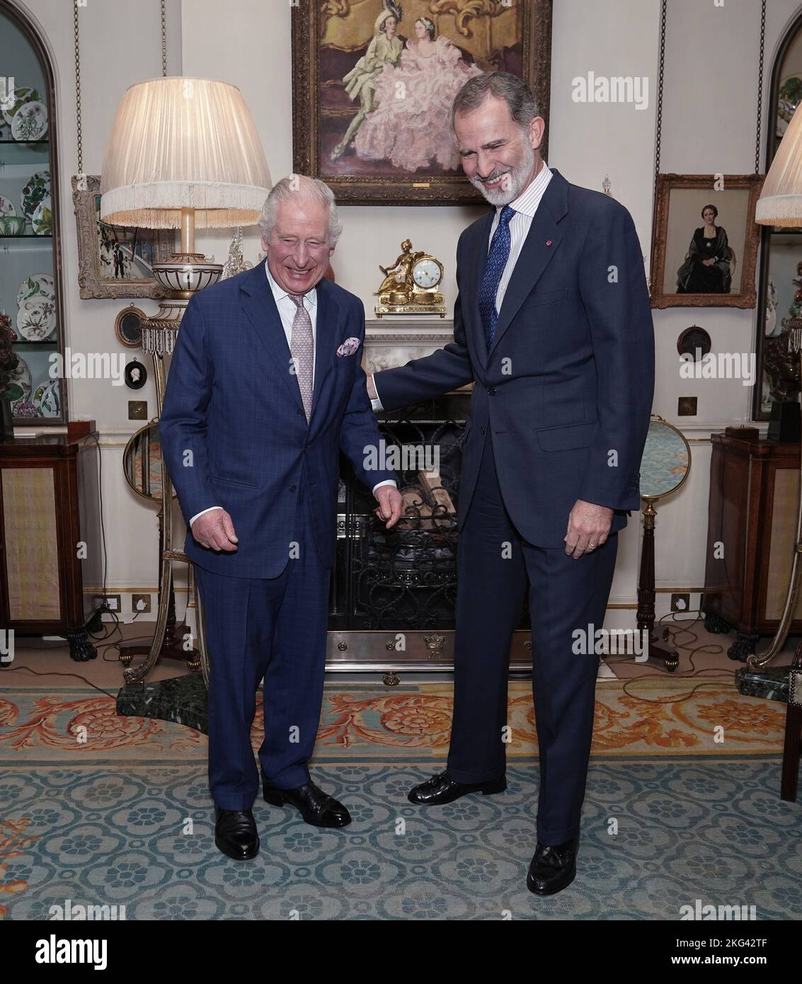 King Charles III receives King Felipe VI of Spain in the Morning Room