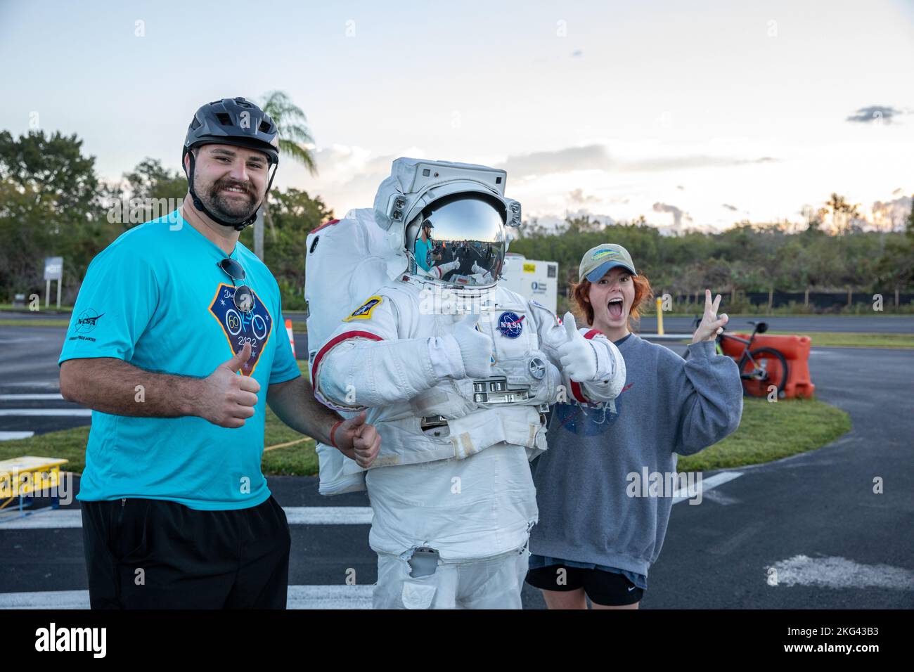 Cyclists at the Diamond Tour de KSC pose with the Spaceperson at ...