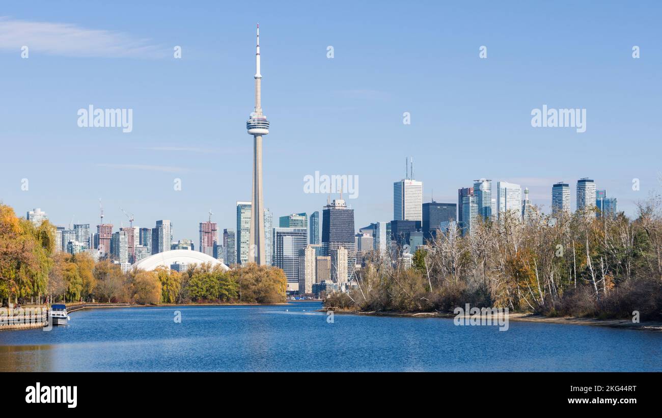 Toronto Island Park with Toronto skyline in the background, Toronto, Ontario, Canada Stock Photo