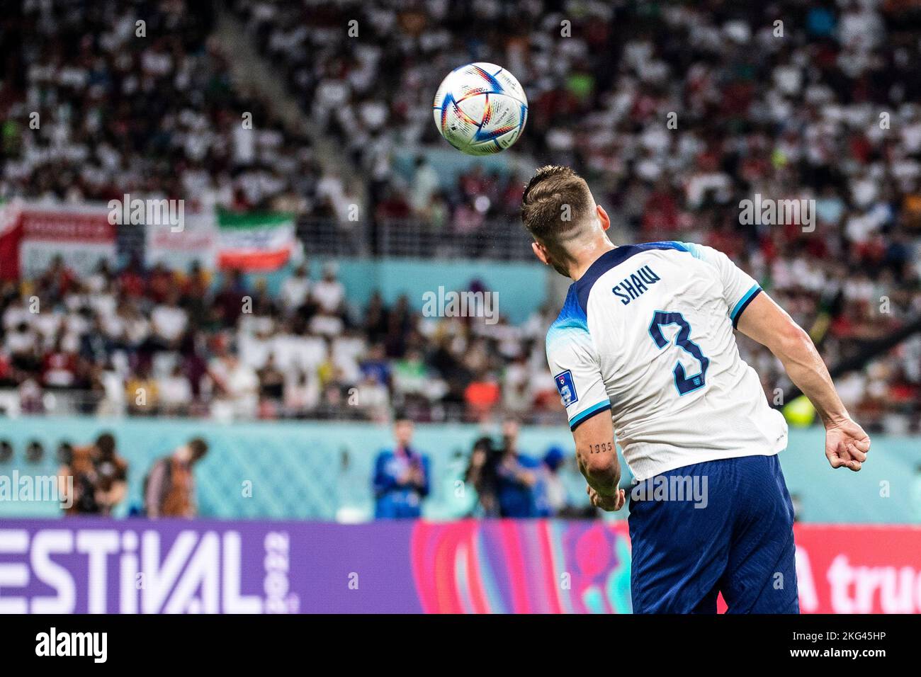 Doha, Catar. 21st Nov, 2022. Luke Shaw of England during a match ...