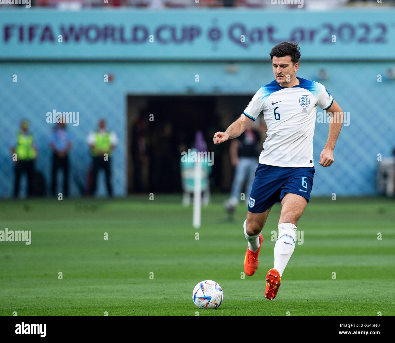Doha, Catar. 21st Nov, 2022. Harry Maguire of England and Rouzbeh Cheshmi of Iran during a match between England and Iran, valid for the group stage of the World Cup, held at Khalifa International Stadium in Doha, Qatar. Credit: Richard Callis/FotoArena/Alamy Live News Stock Photo