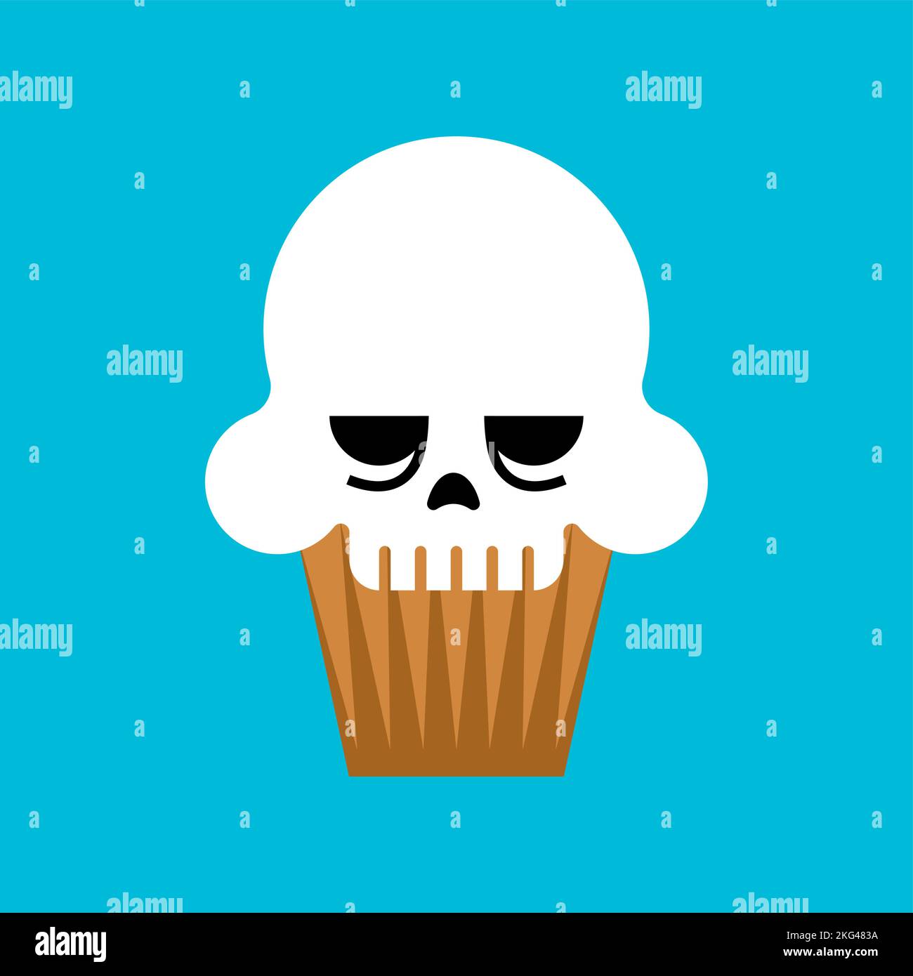 Halloween cupcake Scull. Cupcake for holiday. Vector illustration Stock Vector