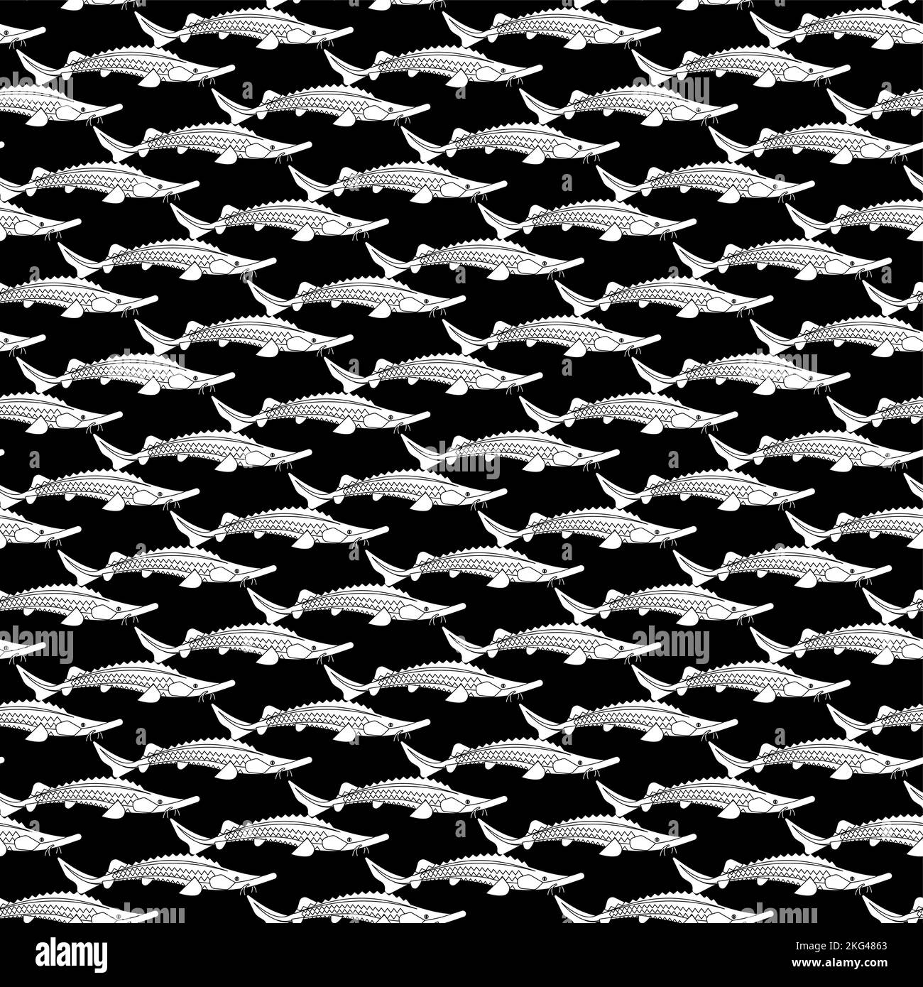 Sturgeon pattern seamless. fish background. vector texture Stock Vector
