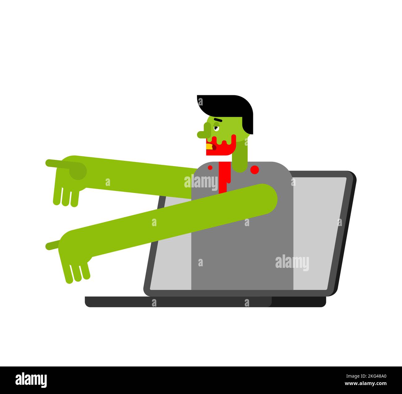 Zombie in laptop zombi in pc vector illustration stock vector image