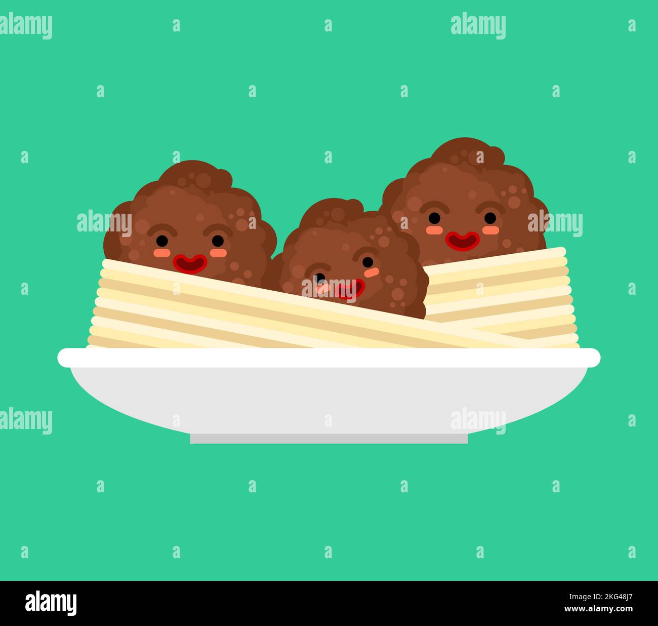 Meatball with pasta cartoon food. Vector illustration Stock Vector Image & Art Alamy