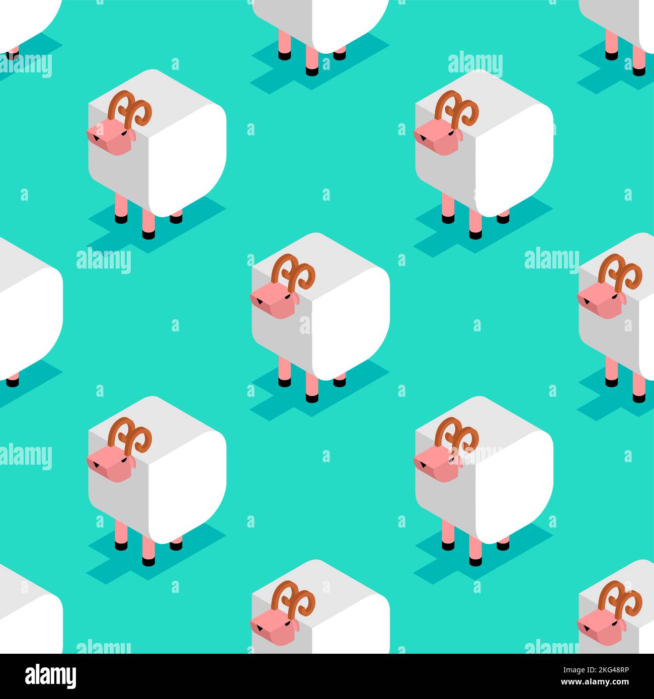 Sheep pattern seamless. sheep pasture background. Baby fabric texture Stock Vector