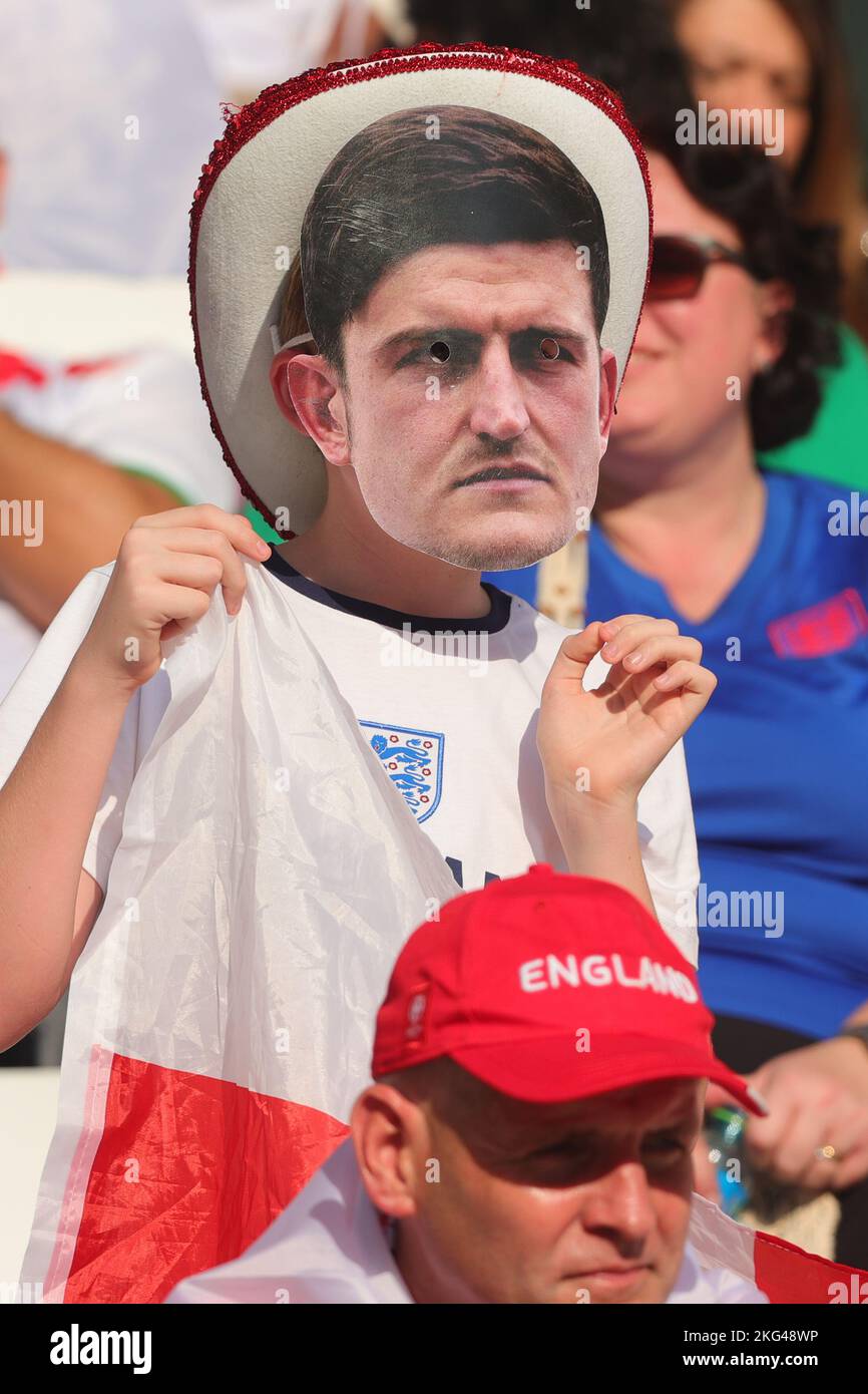 Doha, Qatar. 21st Nov, 2022. England fan wearing a Harry Maguire of