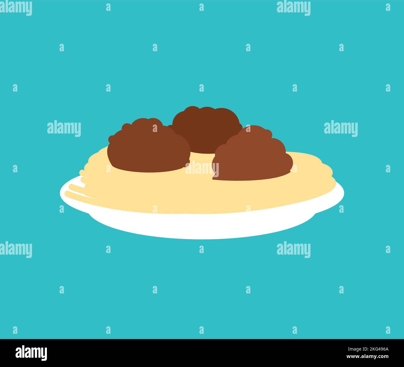 Meatball with pasta isolated. food Vector illustration Stock Vector