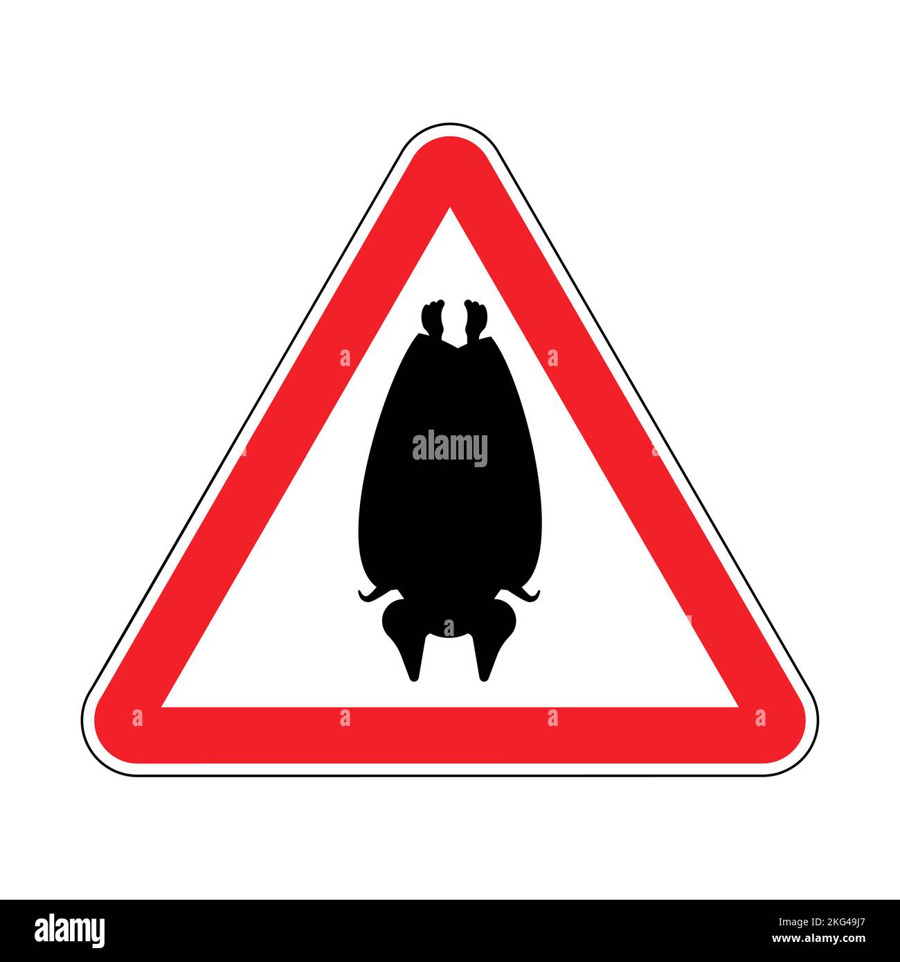 Attention Bat. Caution flittermouse. Red triangle road sign Stock ...