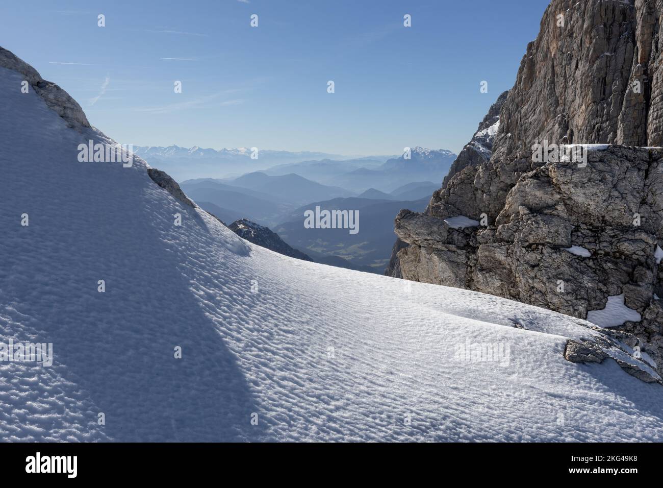 Strong crust on a mountain near one of the peaks in the Dachstein region, Austrian Alps Stock Photo