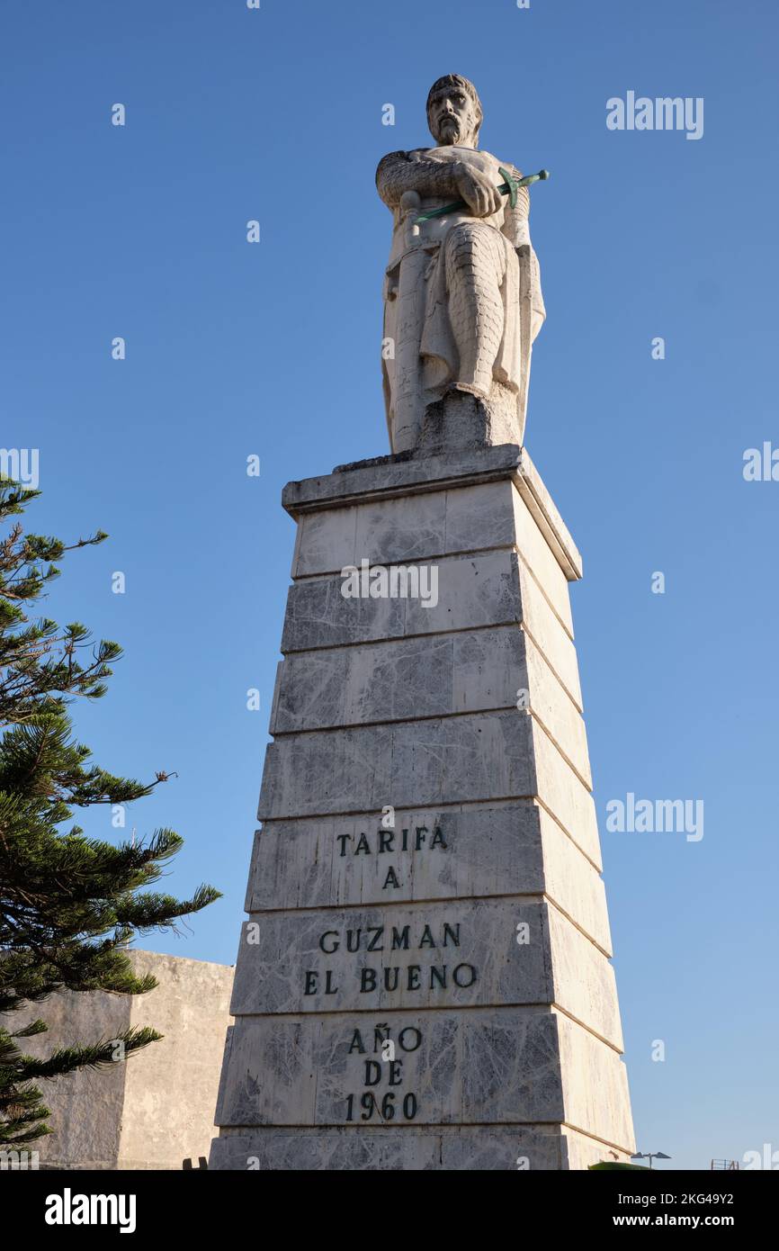 Monument of Guzman El Bueno in Tarifa, Cádiz province, Spain. Stock Photo