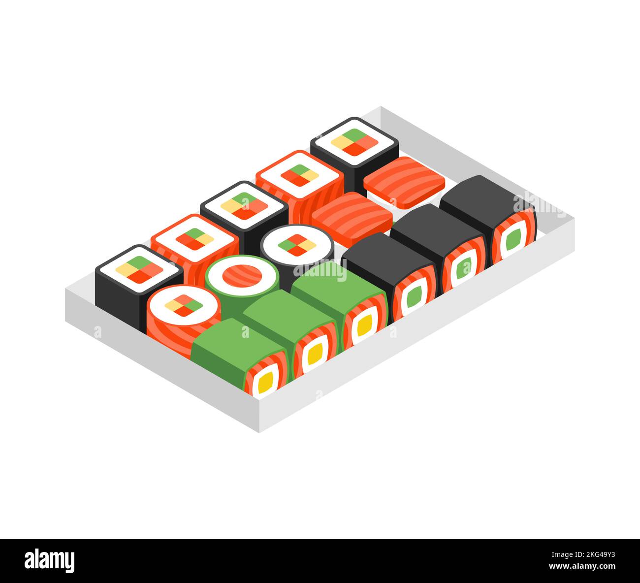 Sushi rolls set. Traditional Japanese food. Vector illustration Stock ...