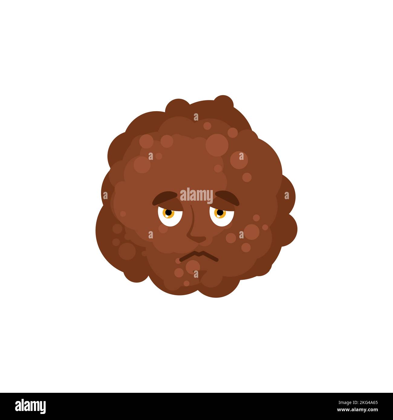 Meatball sad Emoji. ball of meat sorrowful emotion isolated Stock Vector