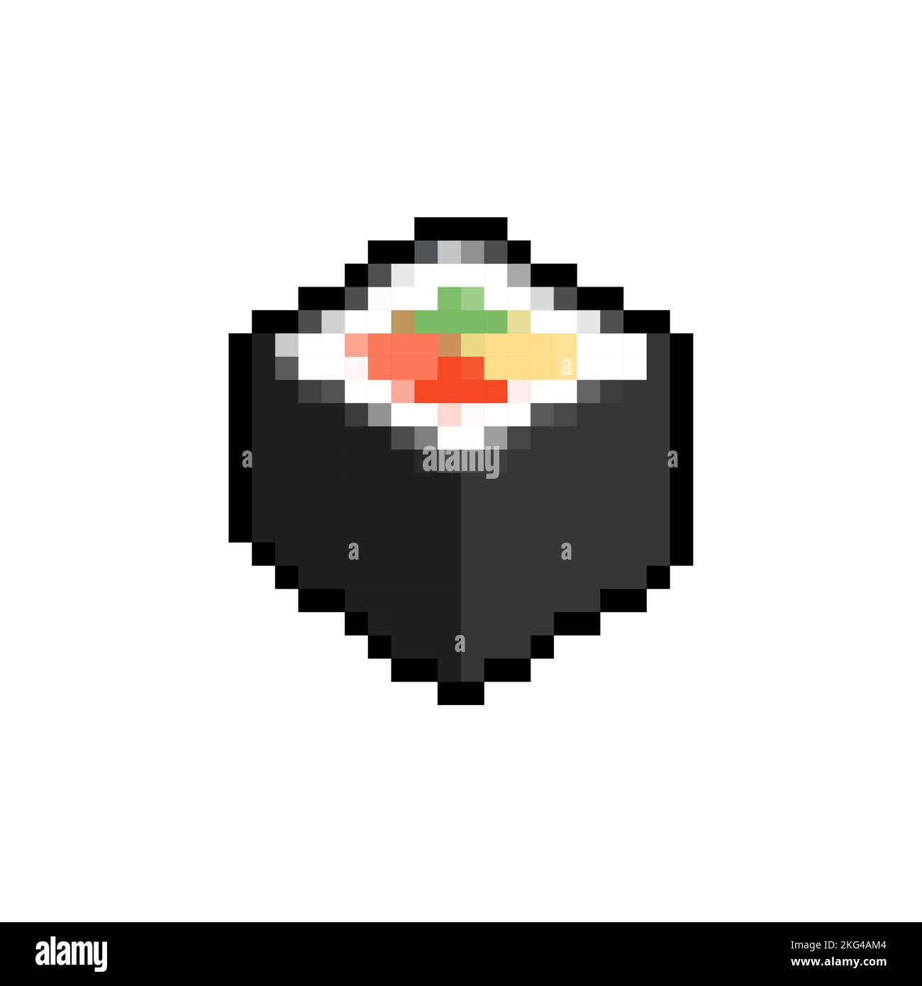 Pixel art comida japonesa sushi em uma tábua de madeira item de