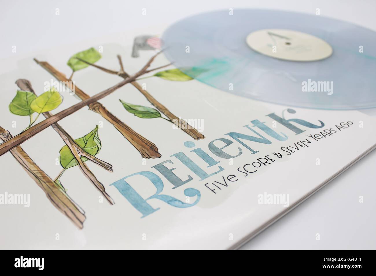 Five Score and Seven Years Ago 10th Anniversary music album on LP vinyl record disc from the Christian band, Relient K. Album cover Stock Photo