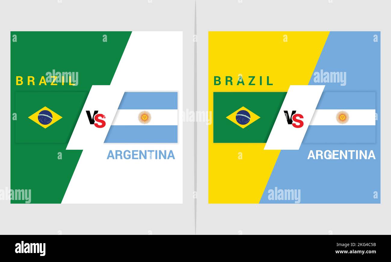 Football World Cup 2022 Brazil Vs Argentina Flag Social Media Poster Banner Stock Vector