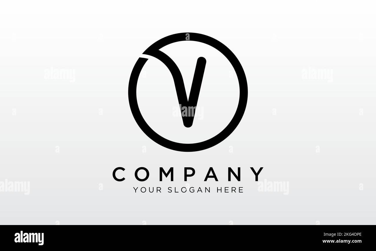 Initial Letter V Logo With Circle Shape. Modern Unique Creative V Logo
