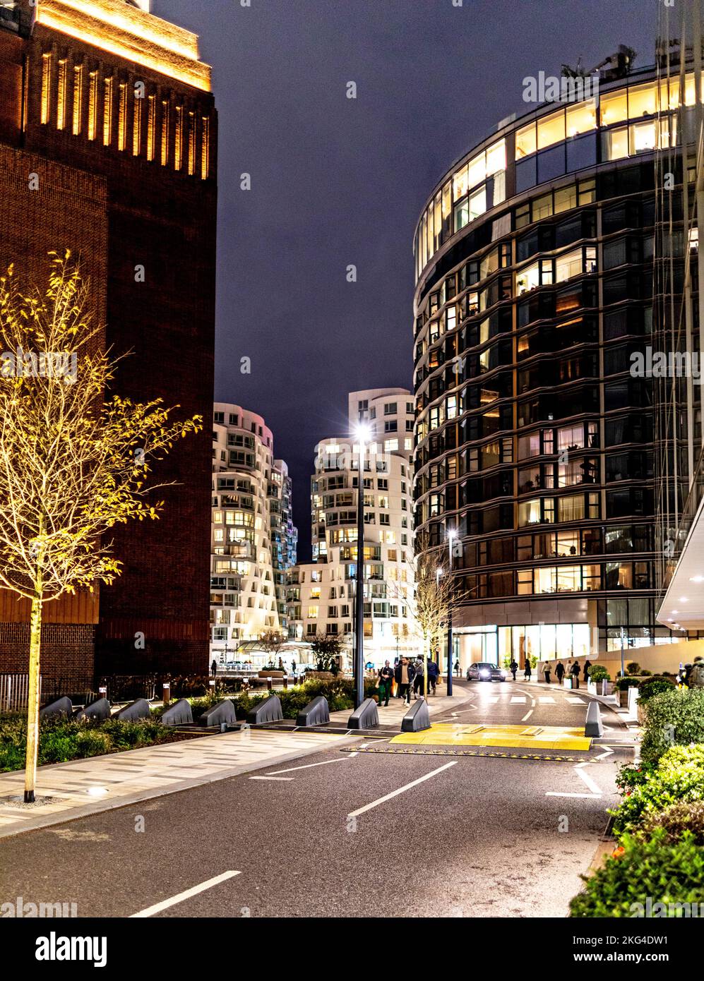 Flats at Battersea Power Station at Night London UK Stock Photo Alamy