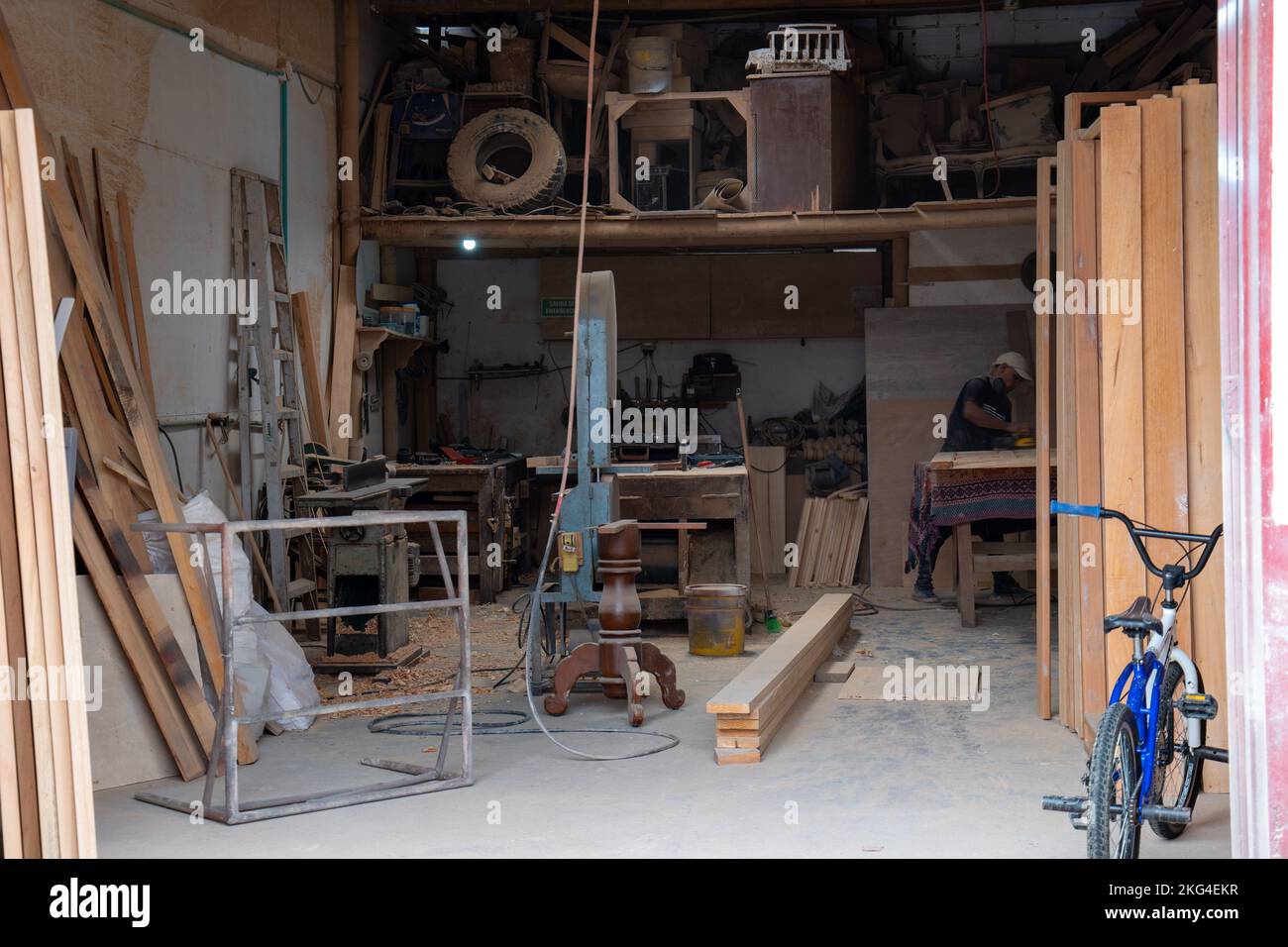 Filandia, Quindio, Colombia - June 5 2022: Woodworking Warehouse, Improve Second Hand Furniture Stock Photo