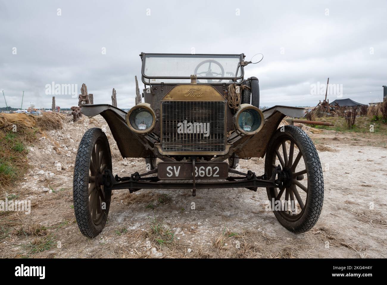Tarrant Hinton.Dorset.United Kingdom.August 25th 2022.A Ford Model T formerly used by the war department in the first world war is on display at the G Stock Photo